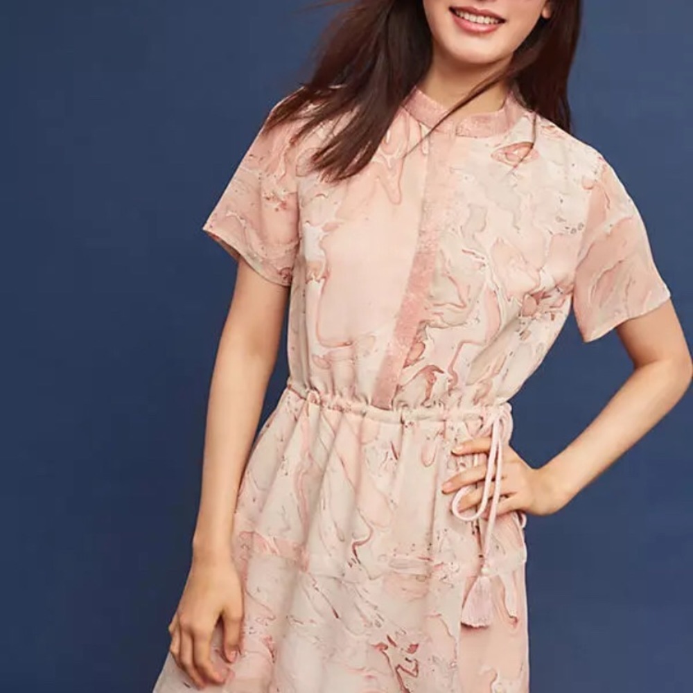 Anthropologie beaded marble shirt dress